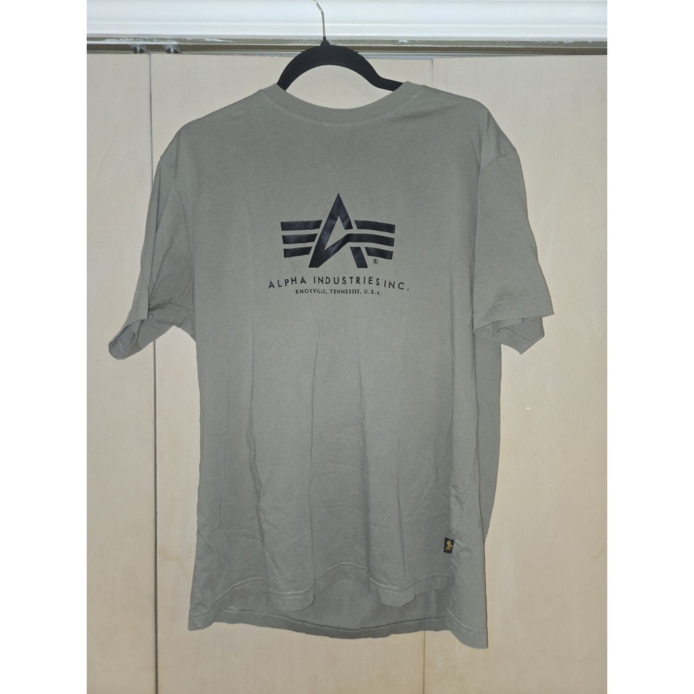 Alpha Industries Mens XL Sage Green Logo Graphic T Shirt Military